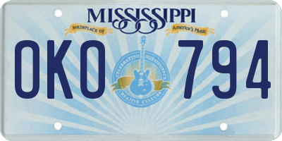 MS license plate OKO794