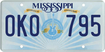 MS license plate OKO795