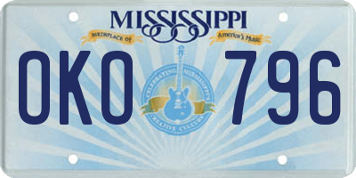 MS license plate OKO796