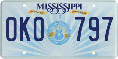 MS license plate OKO797