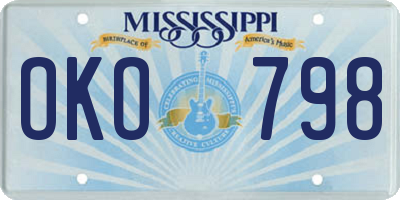 MS license plate OKO798