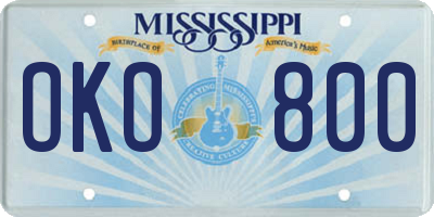 MS license plate OKO800