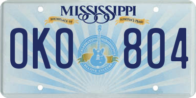 MS license plate OKO804