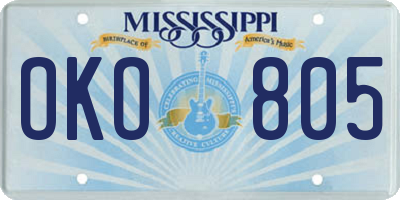 MS license plate OKO805