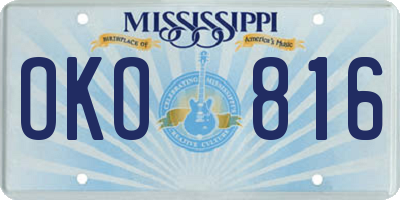 MS license plate OKO816