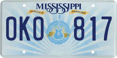 MS license plate OKO817