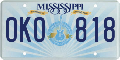 MS license plate OKO818
