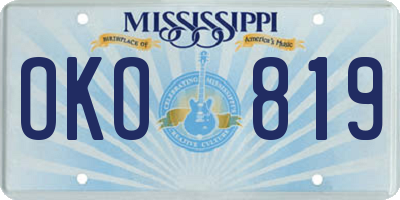 MS license plate OKO819