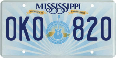 MS license plate OKO820