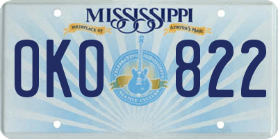 MS license plate OKO822