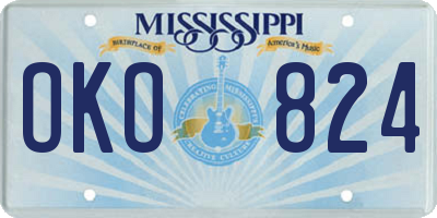 MS license plate OKO824