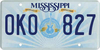 MS license plate OKO827