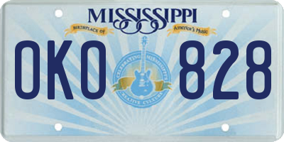 MS license plate OKO828