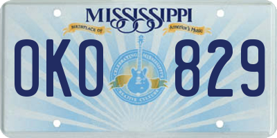 MS license plate OKO829