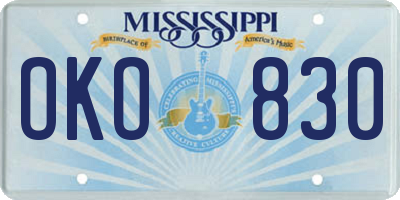 MS license plate OKO830