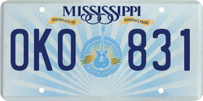 MS license plate OKO831
