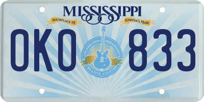 MS license plate OKO833