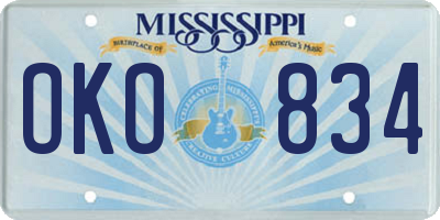MS license plate OKO834