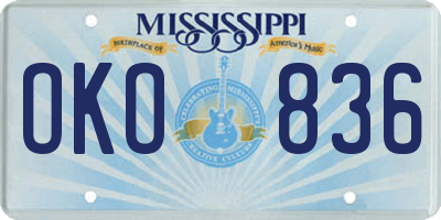 MS license plate OKO836