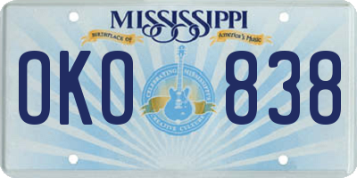 MS license plate OKO838