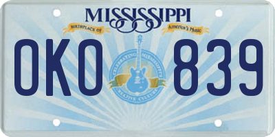 MS license plate OKO839