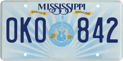 MS license plate OKO842