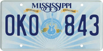 MS license plate OKO843