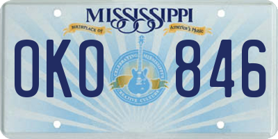 MS license plate OKO846