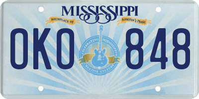 MS license plate OKO848