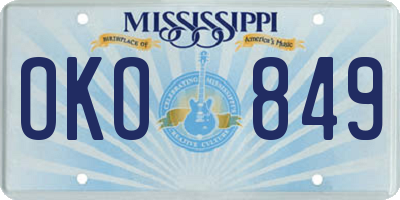 MS license plate OKO849