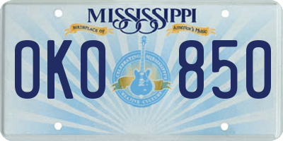 MS license plate OKO850