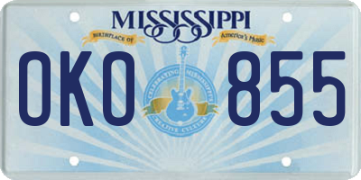 MS license plate OKO855