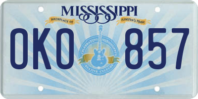 MS license plate OKO857
