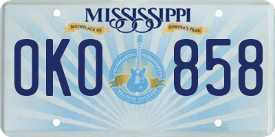 MS license plate OKO858