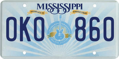MS license plate OKO860