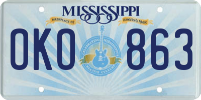 MS license plate OKO863
