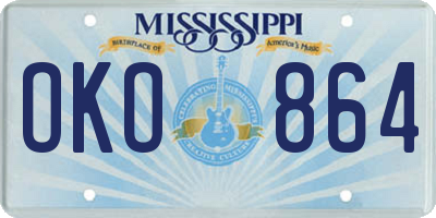 MS license plate OKO864