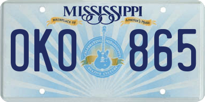 MS license plate OKO865