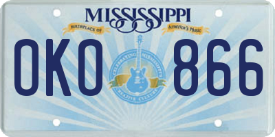 MS license plate OKO866
