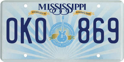 MS license plate OKO869