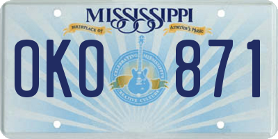 MS license plate OKO871