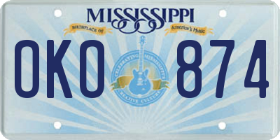 MS license plate OKO874