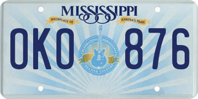 MS license plate OKO876