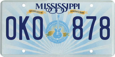 MS license plate OKO878