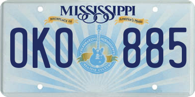 MS license plate OKO885