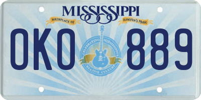 MS license plate OKO889
