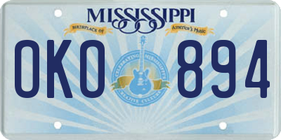 MS license plate OKO894