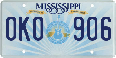 MS license plate OKO906