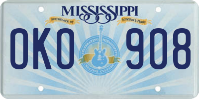 MS license plate OKO908