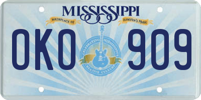 MS license plate OKO909